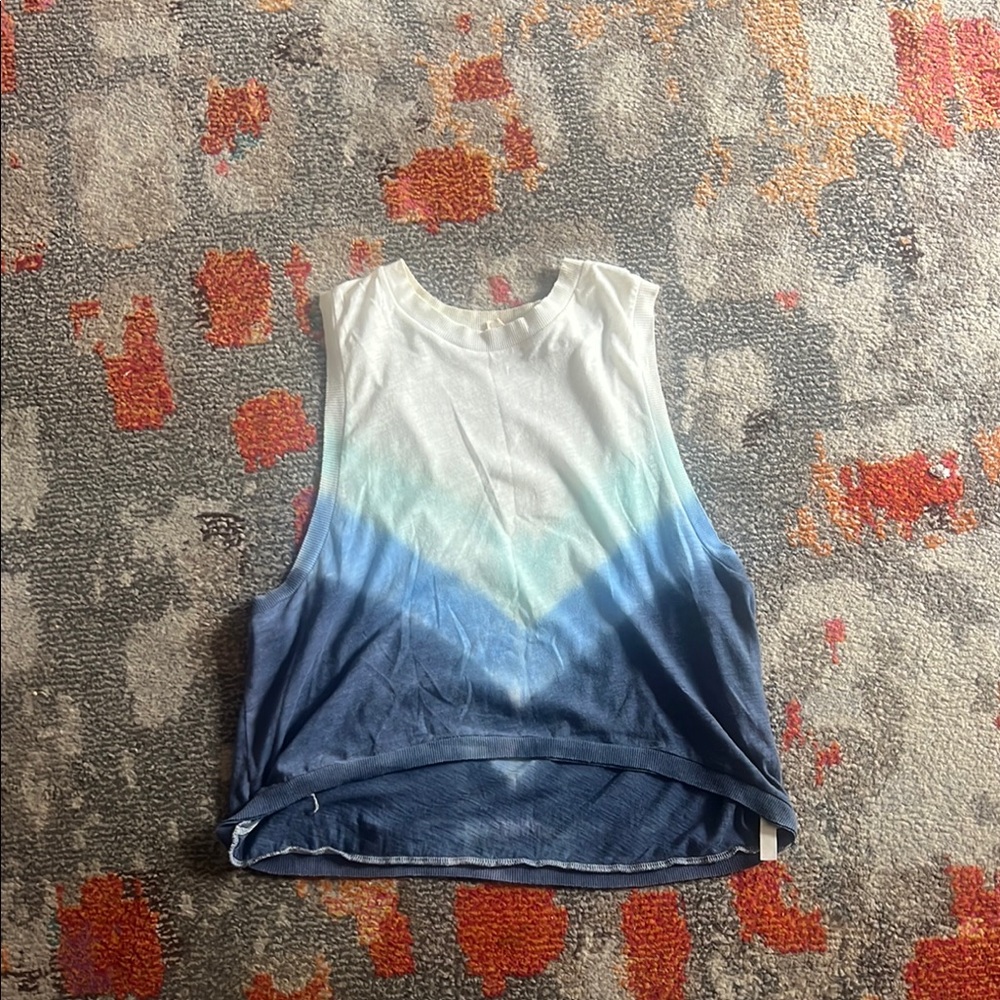 Gradient Blue and White Muscle Tank Top